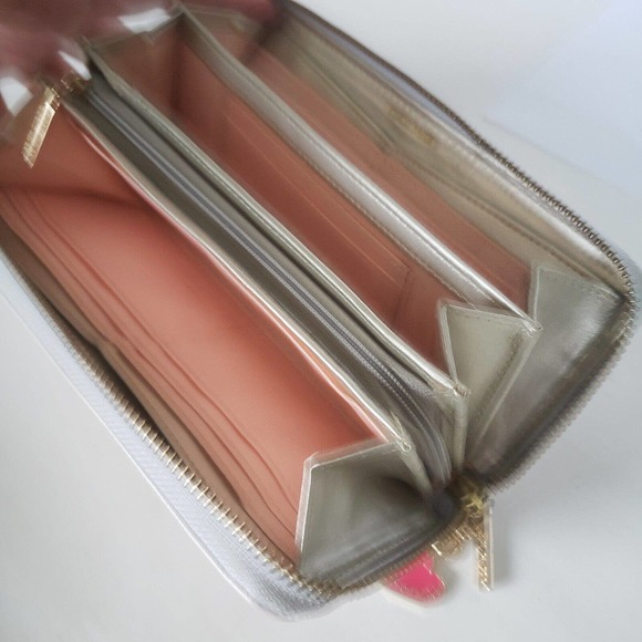 Cecil McBee Wallet Gray Floral Large Long Card Bill Holder Clutch Zip Around - Picture 7 of 11